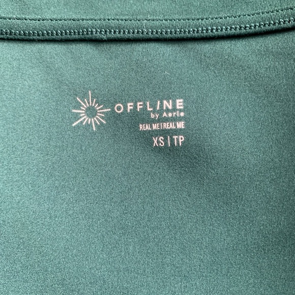 Offline by Aerie Real Me green scoop neck size XS long sleeve cropped shirt - Picture 3 of 4